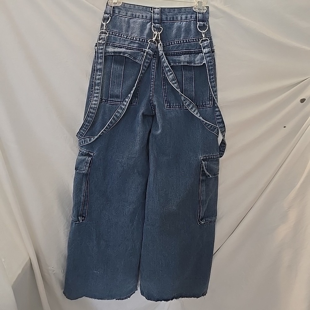 Romwe Juniors Denim Jean Straps Buckles Sz XS (2) Streetwear Grunge Skater - Picture 5 of 14